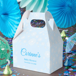 Little snowflake blue boy baby shower favour box
