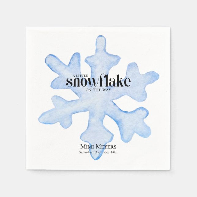 Little Snowflake Blue Wintery Baby Shower Napkin (Front)