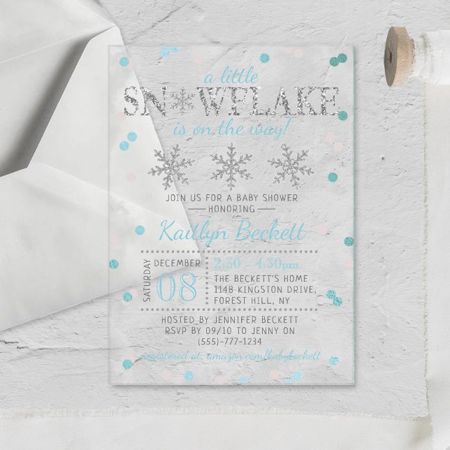 Little Snowflake Boys Winter Baby Shower Acrylic Invitations (Creator Uploaded)