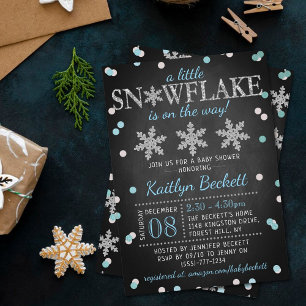 Little Snowflake Boys Winter Baby Shower Invitation