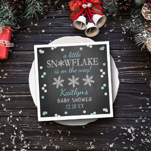 Little Snowflake Boys Winter Baby Shower Napkin