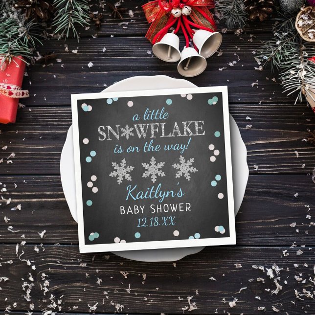 Little Snowflake Boys Winter Baby Shower Napkin (Creator Uploaded)