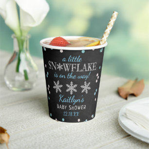 Little Snowflake Boys Winter Baby Shower Paper Cups