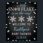 Little Snowflake Boys Winter Baby Shower Welcome Poster<br><div class="desc">Celebrate in style with this trendy baby shower welcome sign. The design is easy to personalise with your own wording and your family and friends will be thrilled when they see this fabulous party sign. Matching party items can be found in the collection.</div>