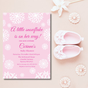 Little snowflake delicate pink girl baby shower invitation