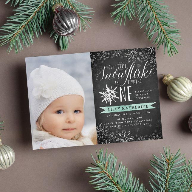 Little Snowflake First Birthday Party Photo Invitation (Creator Uploaded)
