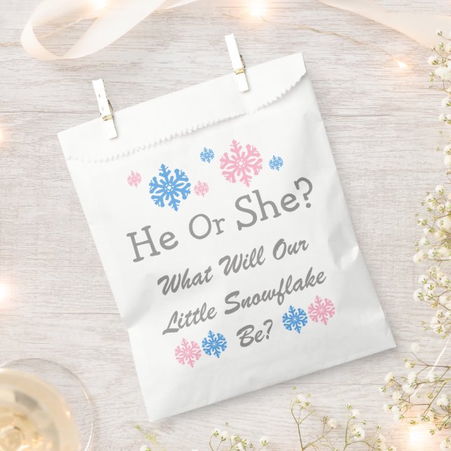 Little Snowflake Gender Reveal Favour Bag (Clipped)