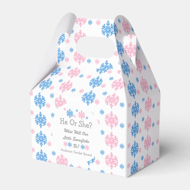 Little Snowflake Gender Reveal Favour Box (Front Side)