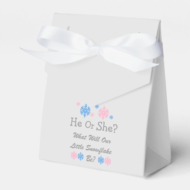 Little Snowflake Gender Reveal Favour Box (Front Side)