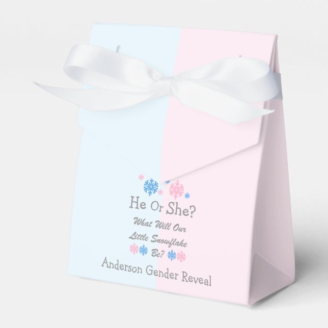 Little Snowflake Gender Reveal Favour Box (Front Side)