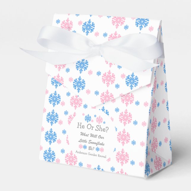 Little Snowflake Gender Reveal Favour Box (Front Side)