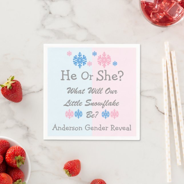 Little Snowflake Gender Reveal Napkin (Insitu)