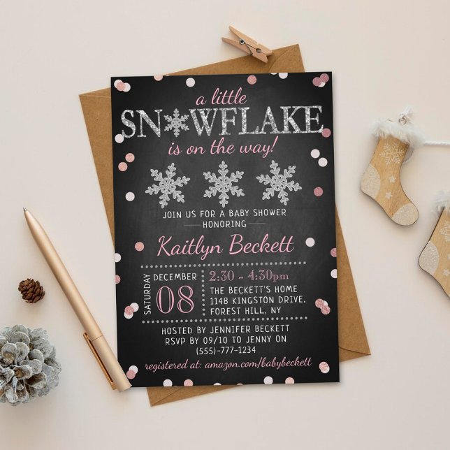Little Snowflake Girls Winter Baby Shower Invitation (Creator Uploaded)