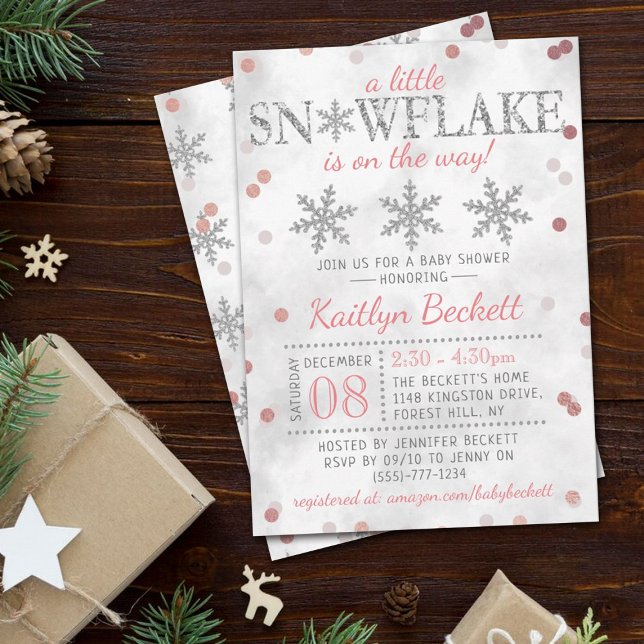 Little Snowflake Girls Winter Baby Shower Invitation (Creator Uploaded)