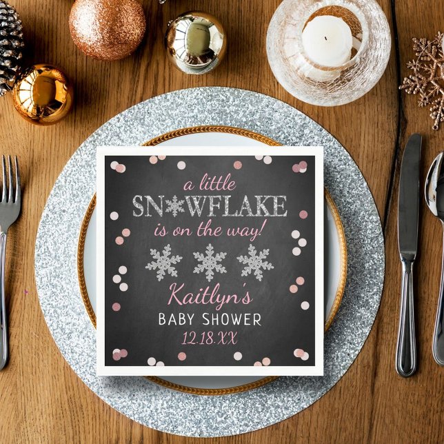 Little Snowflake Girls Winter Baby Shower Napkin (Creator Uploaded)