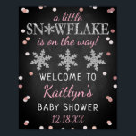 Little Snowflake Girls Winter Baby Shower Welcome Poster<br><div class="desc">Celebrate in style with this trendy baby shower welcome sign. The design is easy to personalise with your own wording and your family and friends will be thrilled when they see this fabulous party sign. Matching party items can be found in the collection.</div>