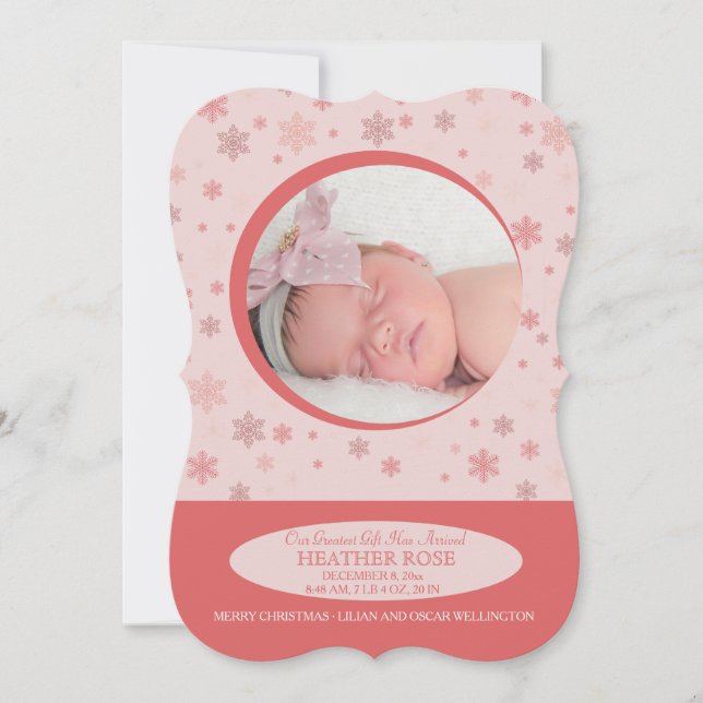 Little Snowflake Holiday Birth Announcement (Front)