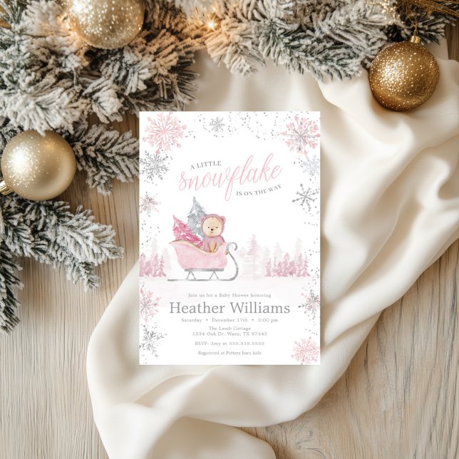 Little snowflake is on the way Winter Baby Shower  Invitation (Creator Uploaded)