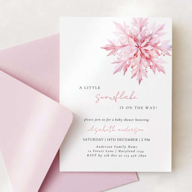 Little Snowflake Minimal Girl Baby Shower Invitation (Creator Uploaded)