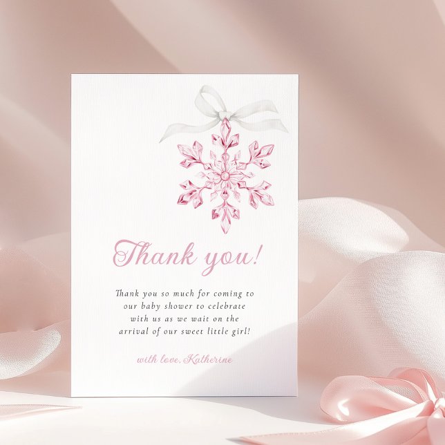 Little Snowflake Minimal Girl Baby Shower Thank You Card (Creator Uploaded)