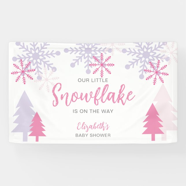 Little Snowflake on the way Baby Shower Winter Banner (Horizontal)