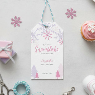 Little Snowflake on the way Baby Shower Winter Gift Tags