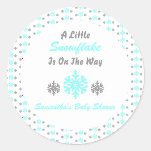 Little Snowflake On The Way Classic Round Sticker