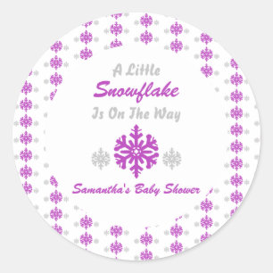 Little Snowflake On The Way Classic Round Sticker