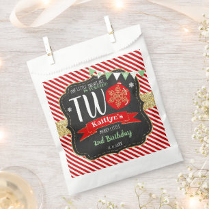 Little Snowflake Turning 2! Christmas 2nd Birthday Favour Bag