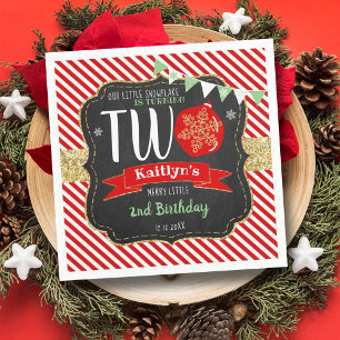 Little Snowflake Turning 2! Christmas 2nd Birthday Napkin