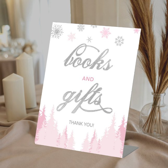 Little Snowflake Winter Baby Shower Books and Gift Pedestal Sign (Creator Uploaded)