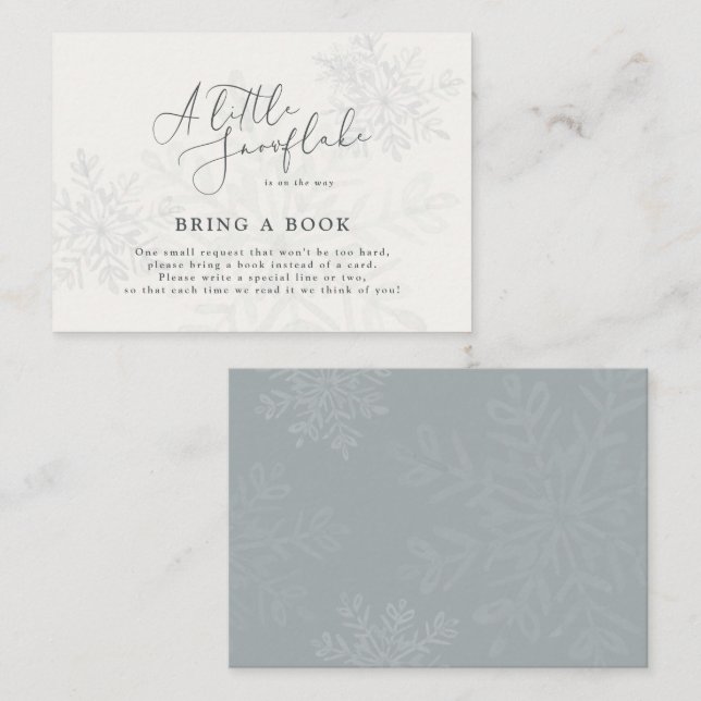 little snowflake winter baby shower bring a book b business card (Front/Back)