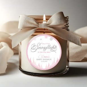 Little Snowflake Winter Baby Shower  Classic Round Sticker