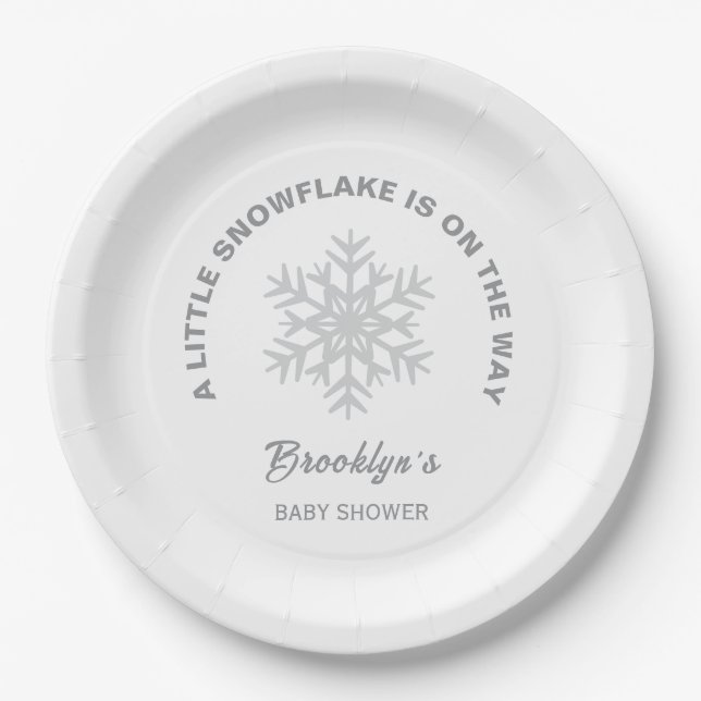 Little Snowflake Winter Baby Shower Gender Neutral Paper Plate (Front)
