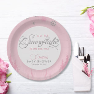 Little Snowflake Winter Baby Shower  Paper Plate