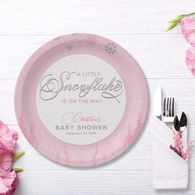 Little Snowflake Winter Baby Shower  Paper Plate (Creator Uploaded)