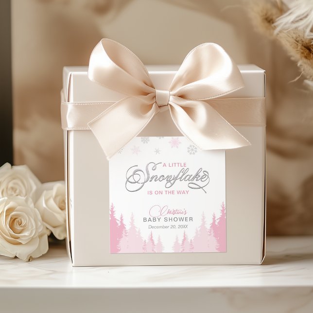 Little Snowflake Winter Baby Shower  Square Sticker (Creator Uploaded)