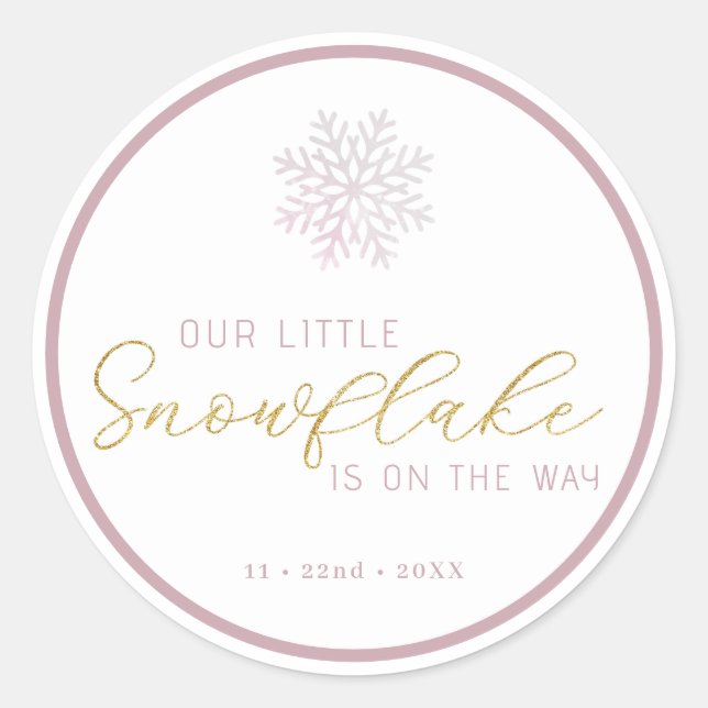 Little Snowflake Winter Baby Shower Sticker (Front)