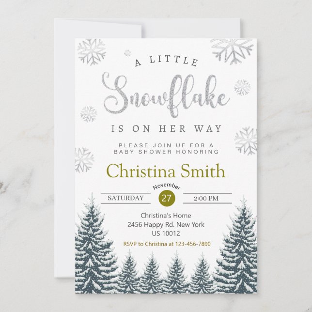 Little Snowflake Winter Wonderland Baby Shower Invitation (Front)