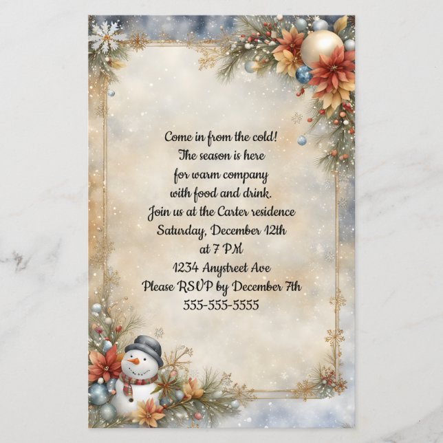Little Snowman Christmas Party Invitation (Front)