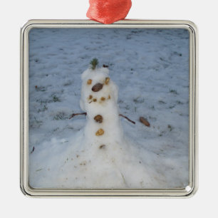 Little Snowman Pine Cone Nose Metal Tree Decoration