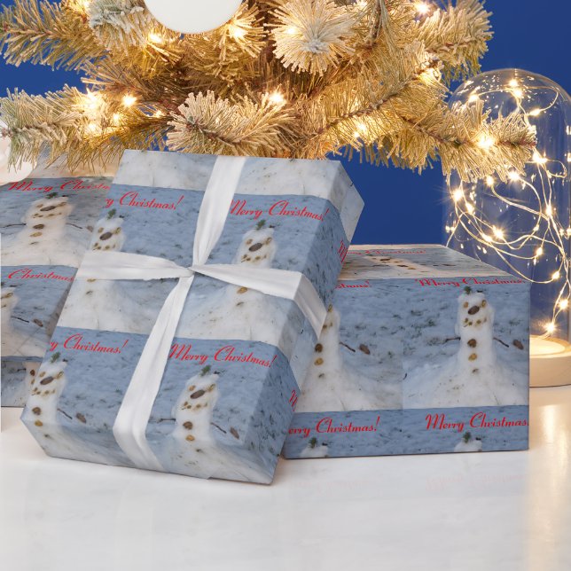 Little Snowman with Pine Cone Nose Wrapping Paper (Holidays)