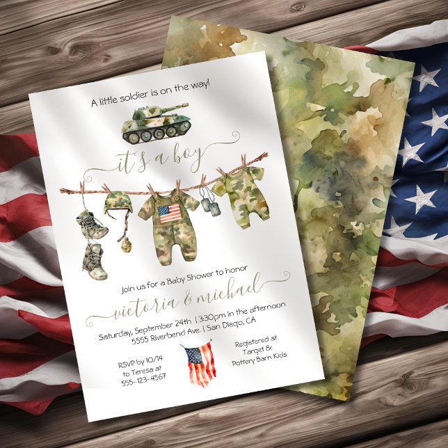Little Soldier Army Military Boy Baby Shower Invitation (Creator Uploaded)