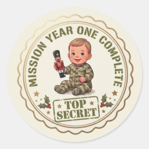 Little Soldier First Birthday Sticker