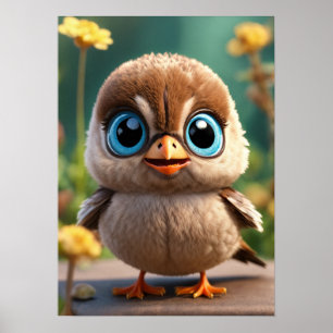 Little Sparrow with an Inquisitive Expression Poster