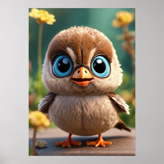 Little Sparrow with an Inquisitive Expression Poster (Front)