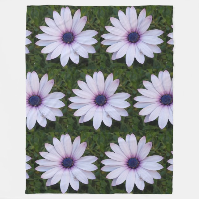 Little spider on flowers Fleece Blanket (Front)