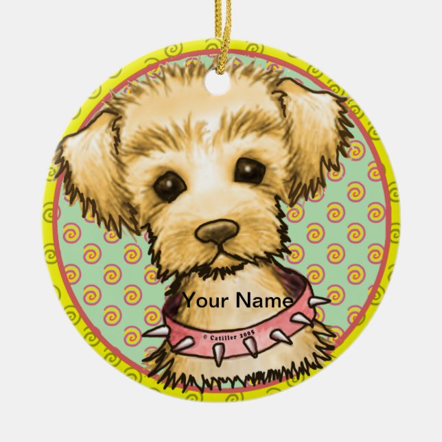 Little Spike Dog Ceramic Ornament (Front)