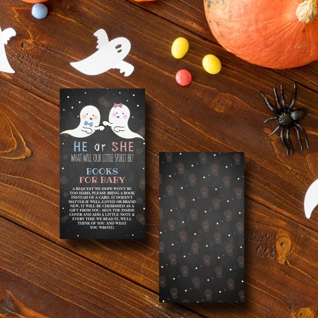 Little Spirit Halloween Ghosts Gender Reveal Party Enclosure Card (Creator Uploaded)