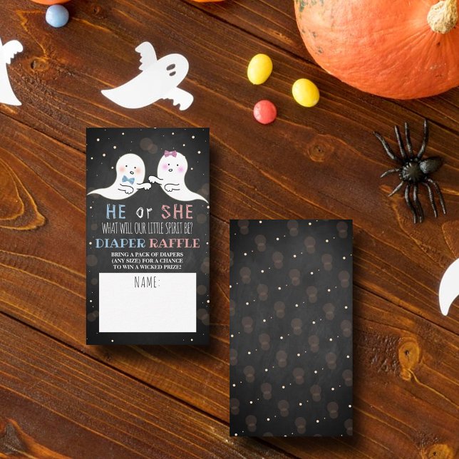 Little Spirit Halloween Ghosts Gender Reveal Party Enclosure Card (Creator Uploaded)